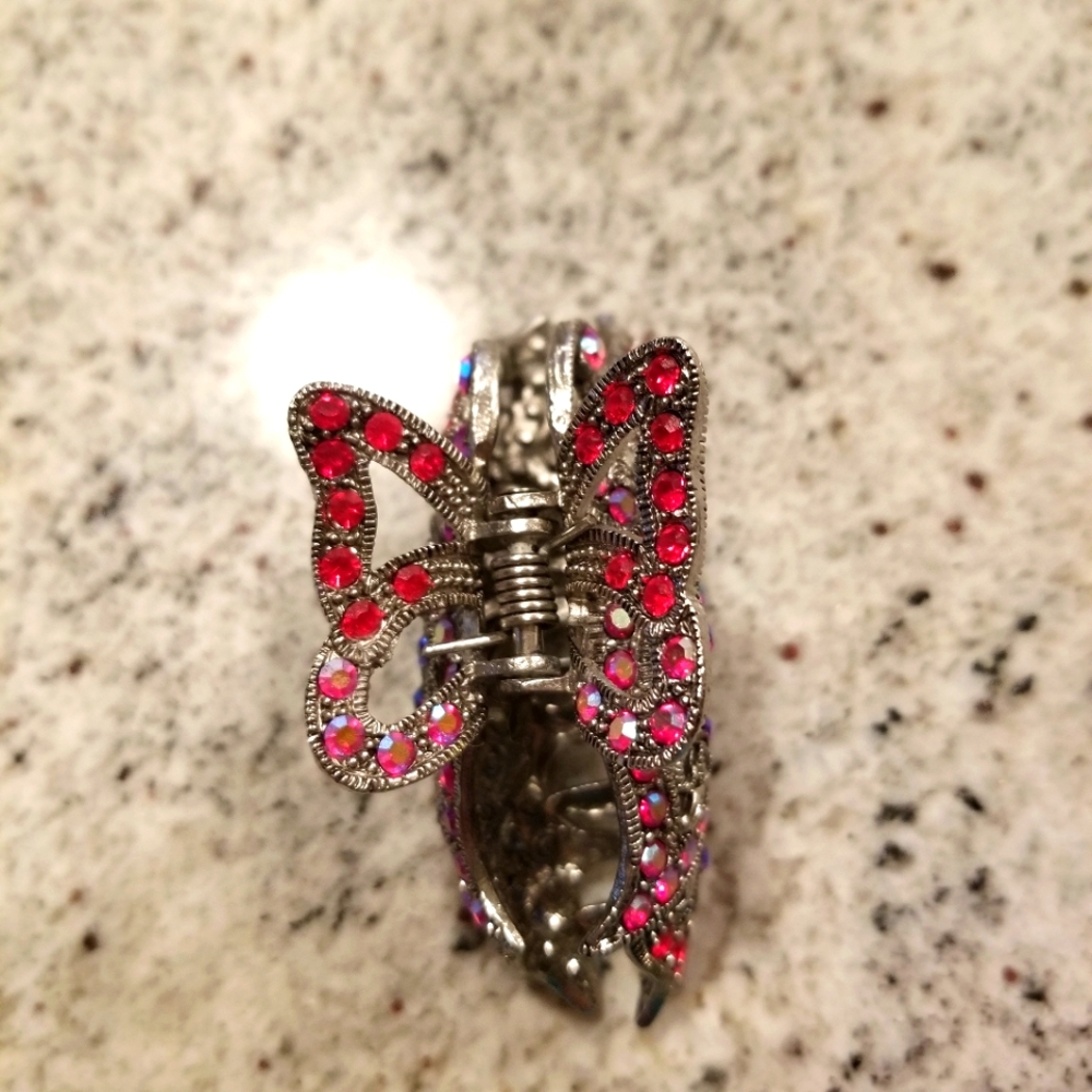 Rhinestone butterfly hair clip